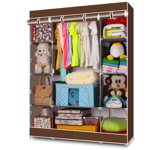 4-layer 10-panel Non-woven Wardrobe In Brown Color