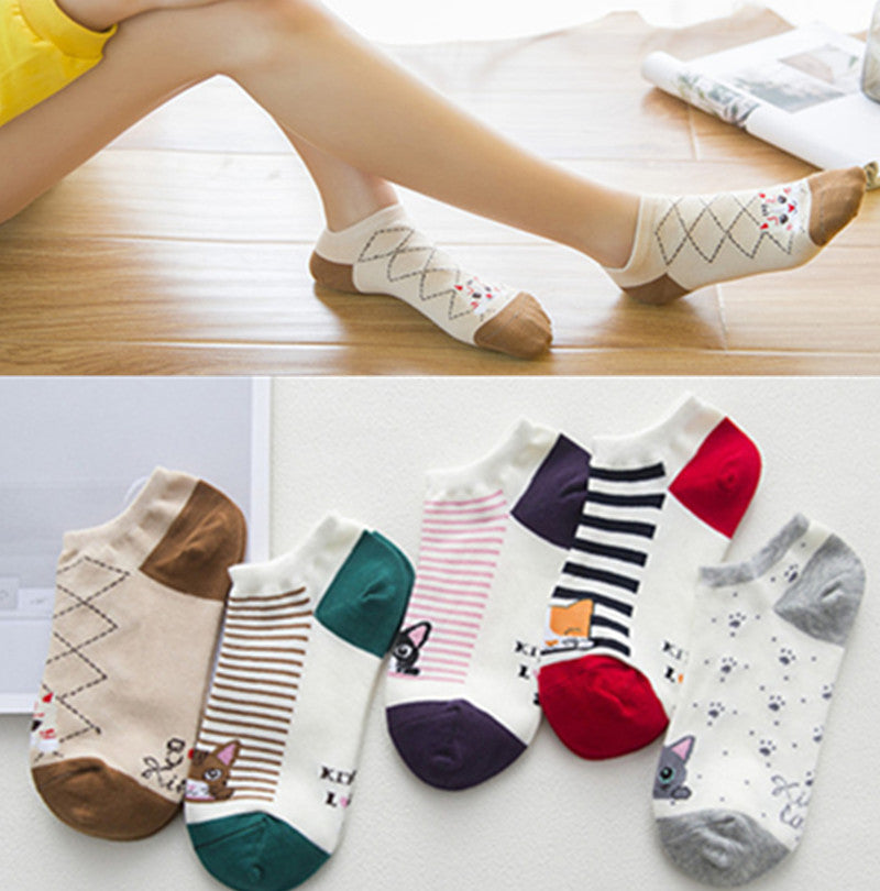 Short Cartoon Cat Head Spring And Summer Sweet Cotton Socks