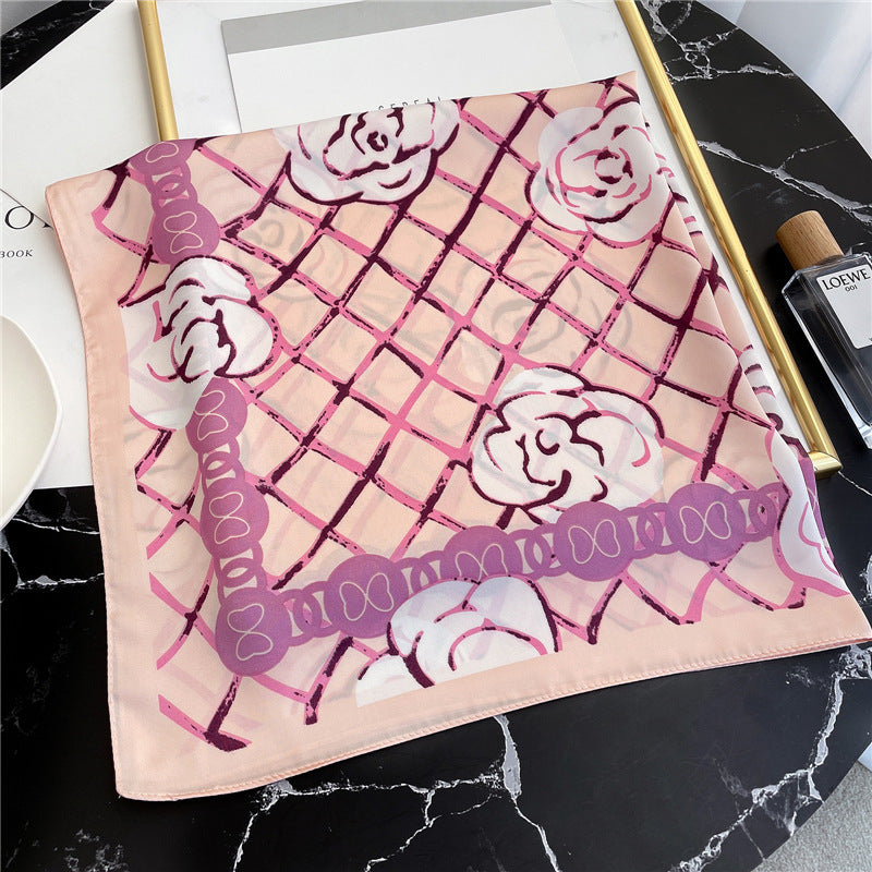 Women's Striped Silk Scarf Color Matching Versatile Printing Silk