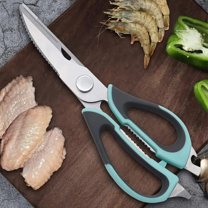 7-in-1 Multi-Purpose Kitchen Scissors With Magnetic Holder - Ultra-Sharp Stainless Steel Blades For Meat, Fish, Vegetables, Nuts & Bottles - Ergonomic Non-Slip Grip, Detachable & Easy To Clean - Profe