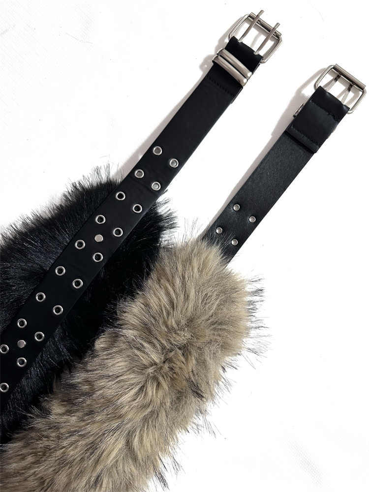 Retro Sub-culture Fur Stitching Belt Accessories Belt