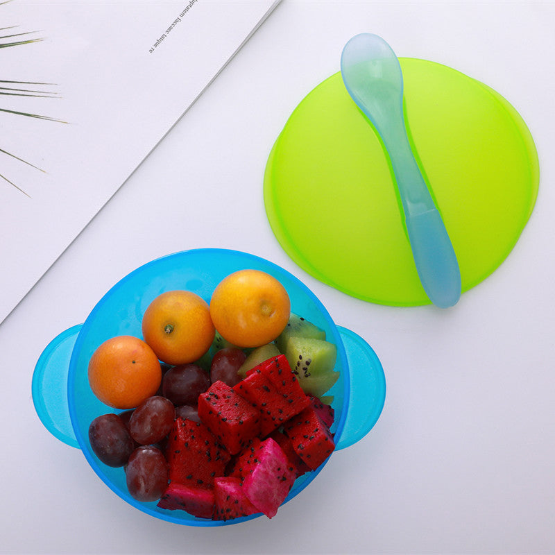 Children Sucker Bowl Baby Training Bowl Set With Temperature Spoon Two-color Cartoon Rice Bowl