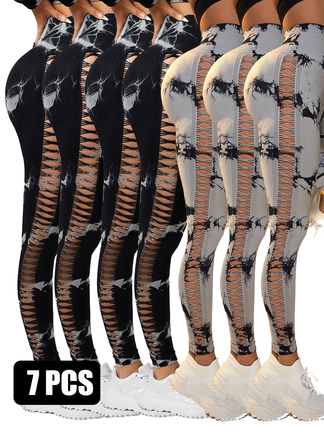 7pcs Breathable Tie-dye Training Pants Active Yoga Pants