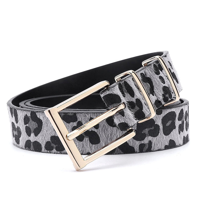 Female Ornament Creative Style Leopard Print Horse Hair Women's Belt