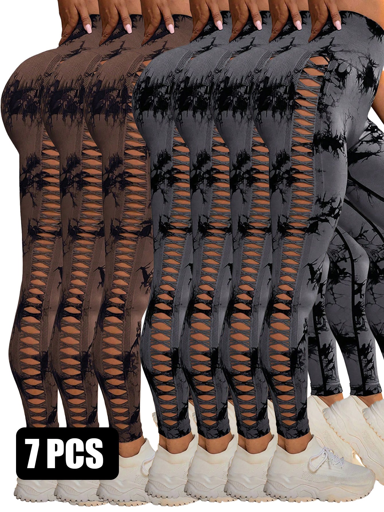 7pcs Breathable Tie-dye Training Pants Active Yoga Pants