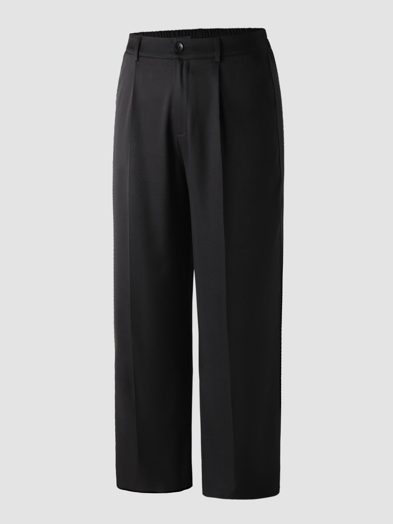 High Waist Plus Size Pocket Straight Skinny Casual Suit Pants - Draped Design