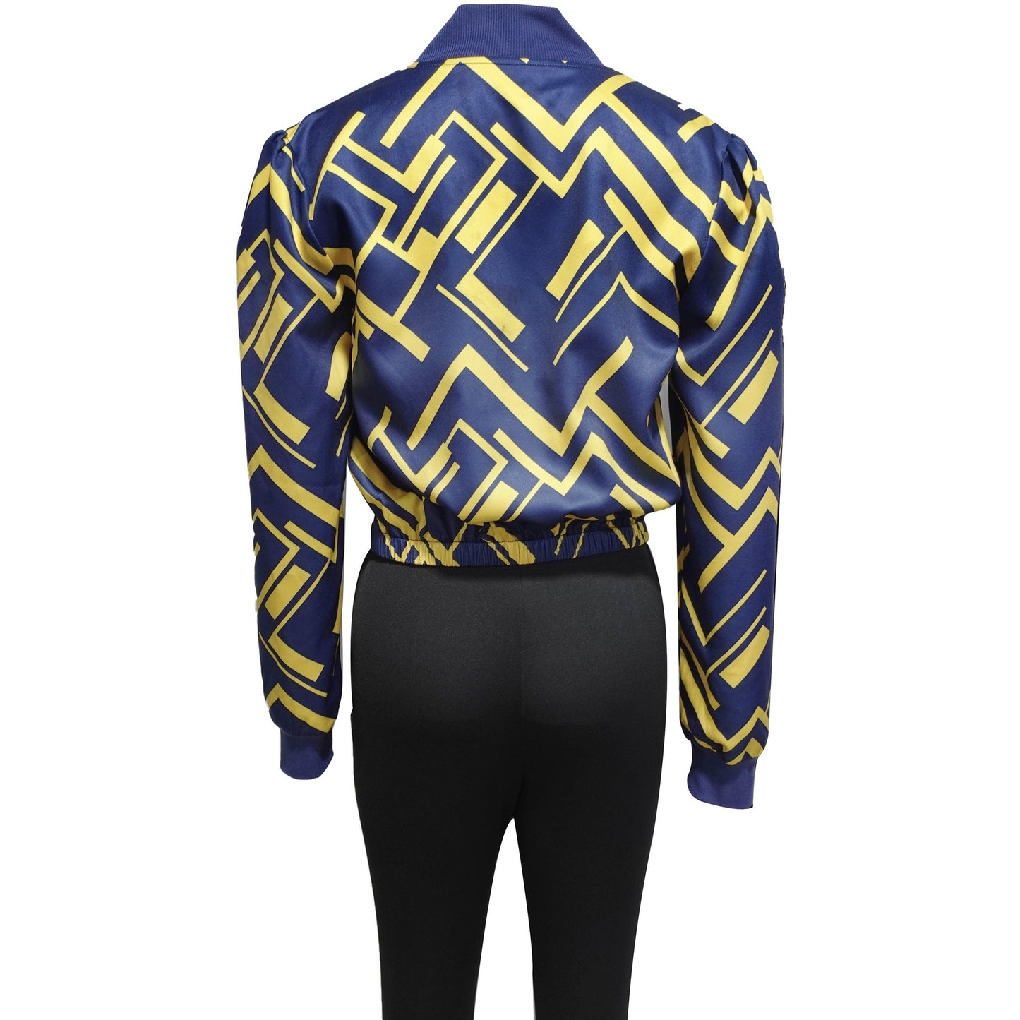 Women's V-neck Zipper Trendy Digital Print Long Sleeved Sweatshirt Jacket Long Pants Set