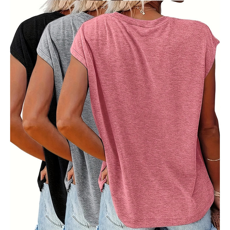 3-Packs Cap Sleeve Tops For Women Summer Top Basic Tee Shirts Casual Tank Loose Fit 2025 Fashion