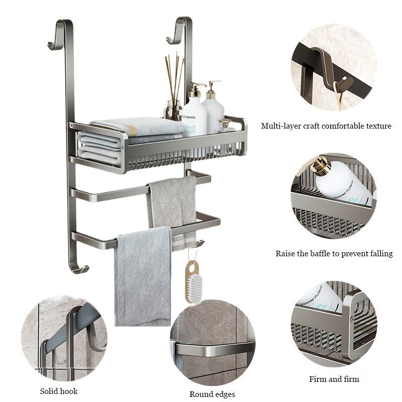 Punch-free Bathroom Towel Rack Towel Bar Storage Rack Shower Room Glass Door Hook,Please Note That This Product Is Shipped By Yourself For The Average Shipping Cost