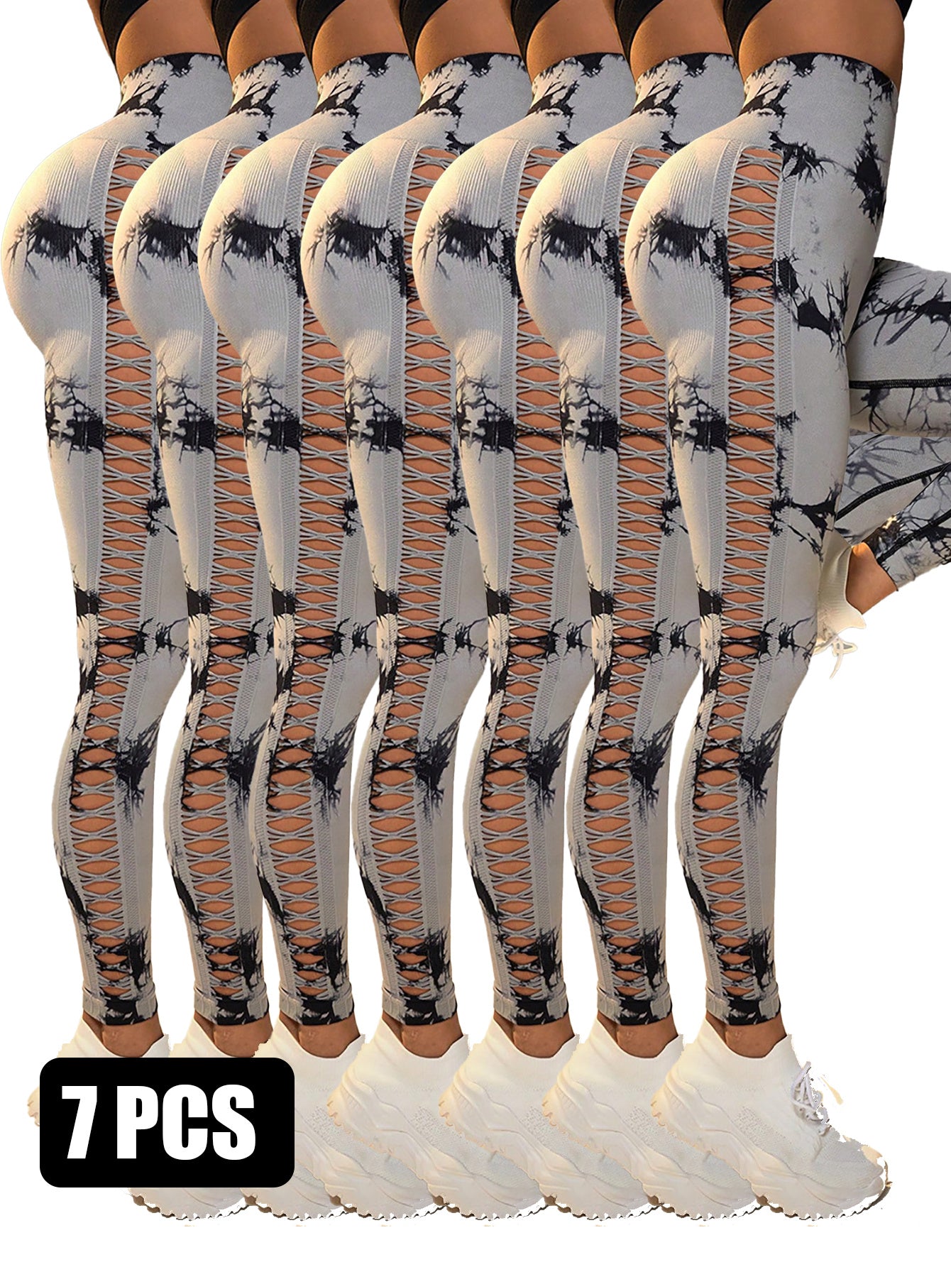 7pcs Breathable Tie-dye Training Pants Active Yoga Pants