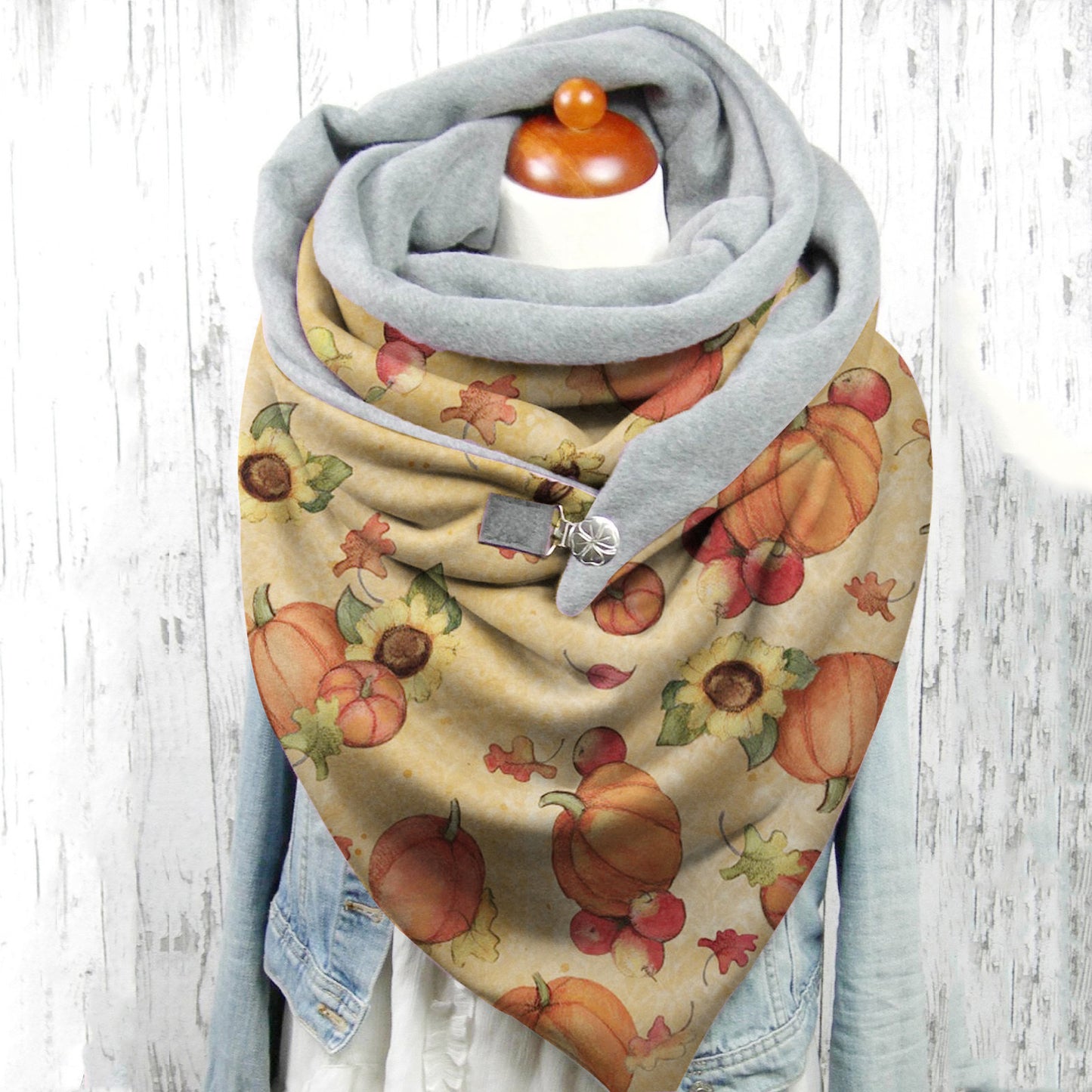 Female Plush Skull Print Long Halloween Button Bib