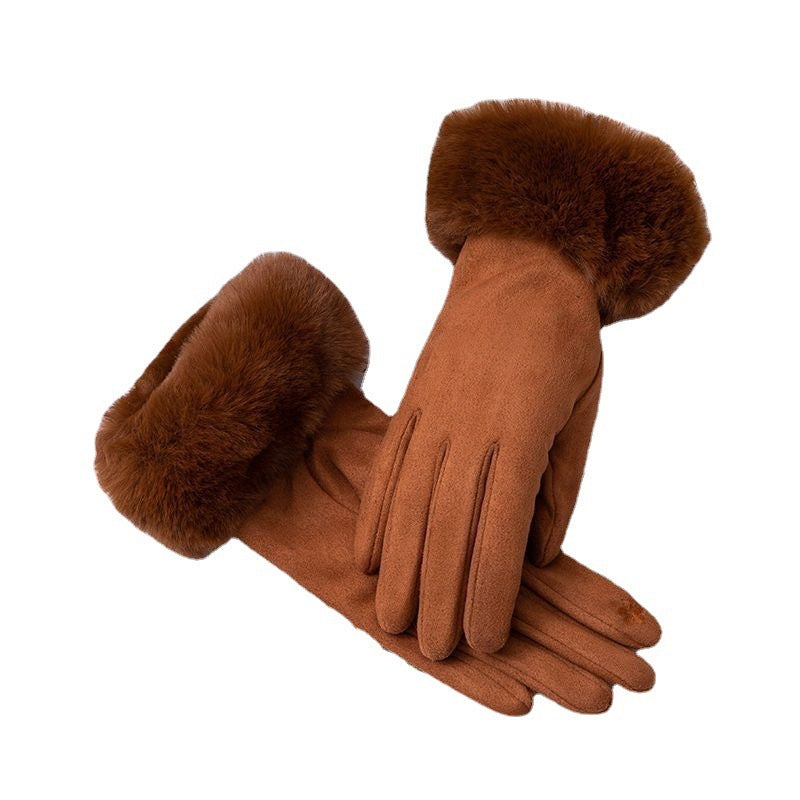 Thermal Touch Screen Fleece-lined Thick Suede Gloves
