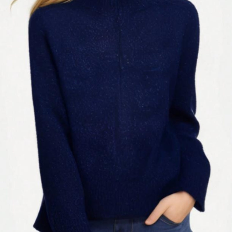 2025 Women's Spring And Summer Casual Curled Short Sleeve Fashion Button Knitted Cardigan Sweater Navy Striped Sleeve Knitted Cardigan