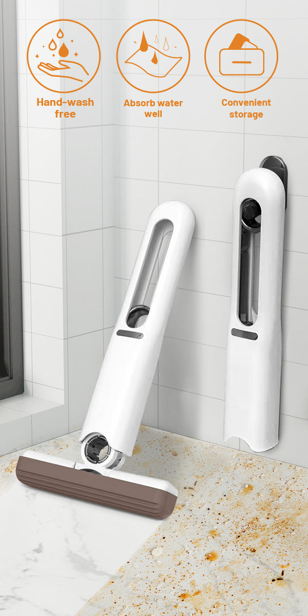 Mini Mop Portable Self-Squeeze Short Mop, Mini Lazy Hand Wash-Free Strong Absorbent Mop