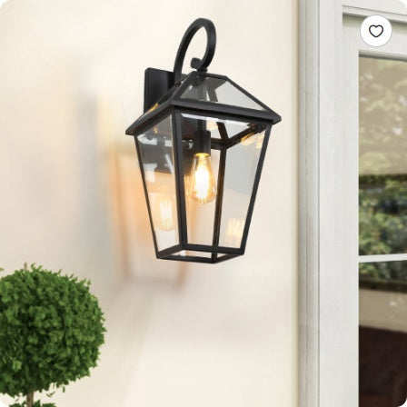 211 Pack Outdoor Wall Lantern Light   Modern Black Metal & Clear Glass Sconce For Porch, Patio, And Garden Lighting Bulb Not Included