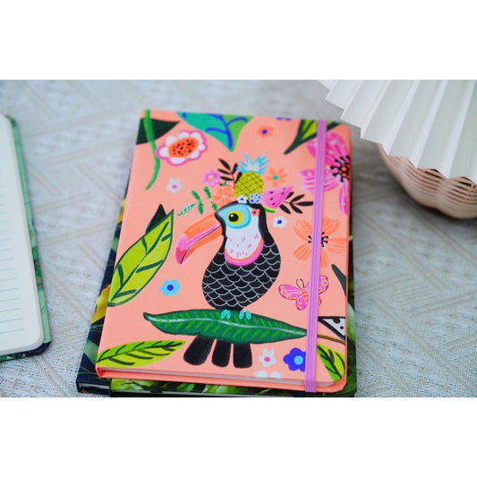 Toucan Pattern A4 Notebook Elastic Band Hardcover Style With Thread Sewing Binding For Hand Account Book