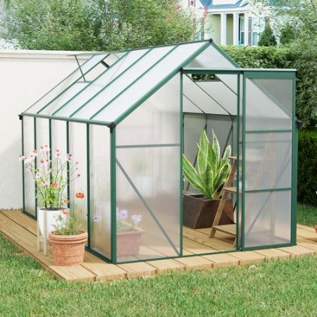 6X10FT Polycarbonate Greenhouse Raised Base And Anchor Aluminum Heavy Duty Walk-in Greenhouses For Outdoor Backyard In All Season