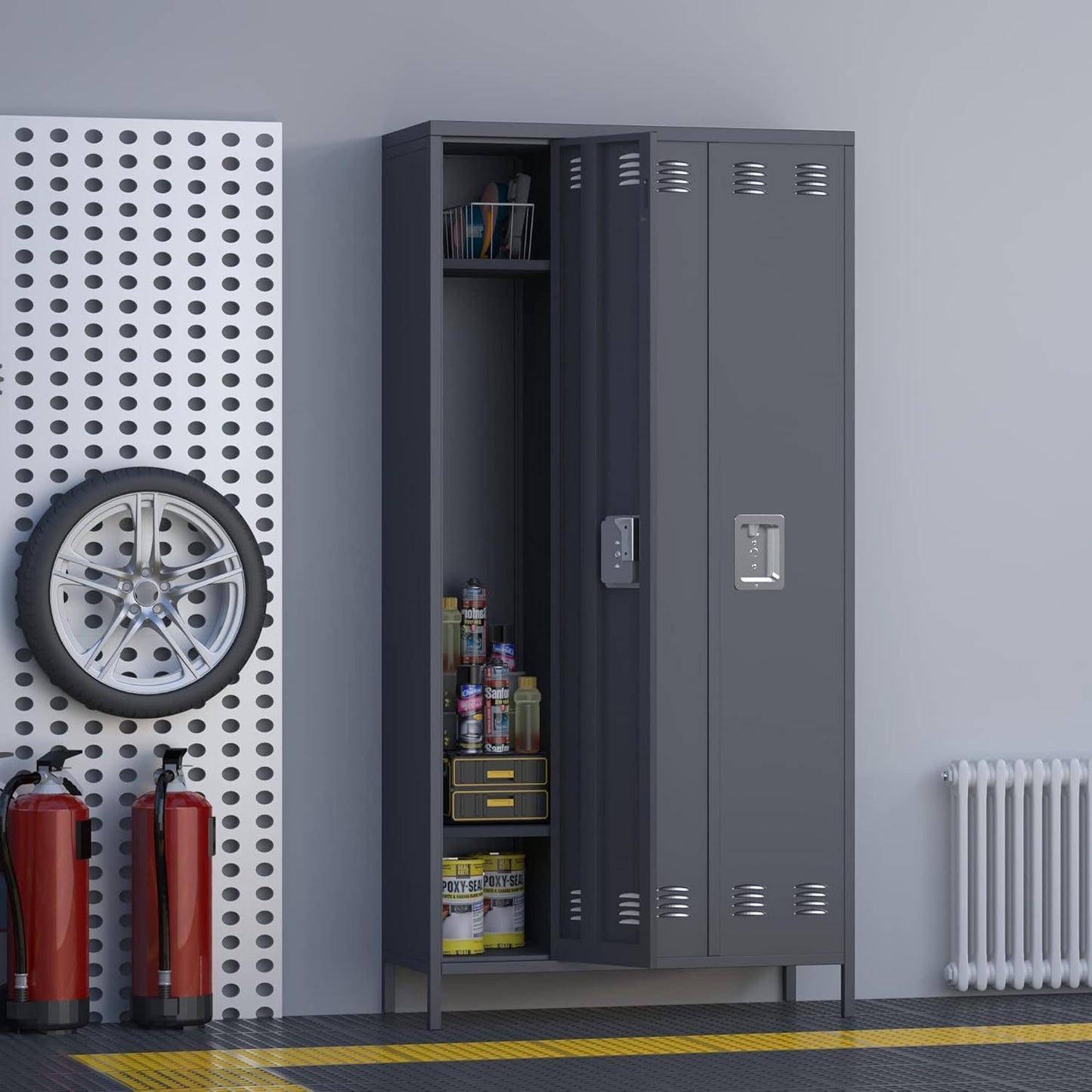 15 Doors Metal Lockers For Employees For Offices School Gyms Home,Assembly Required,Dark Gray