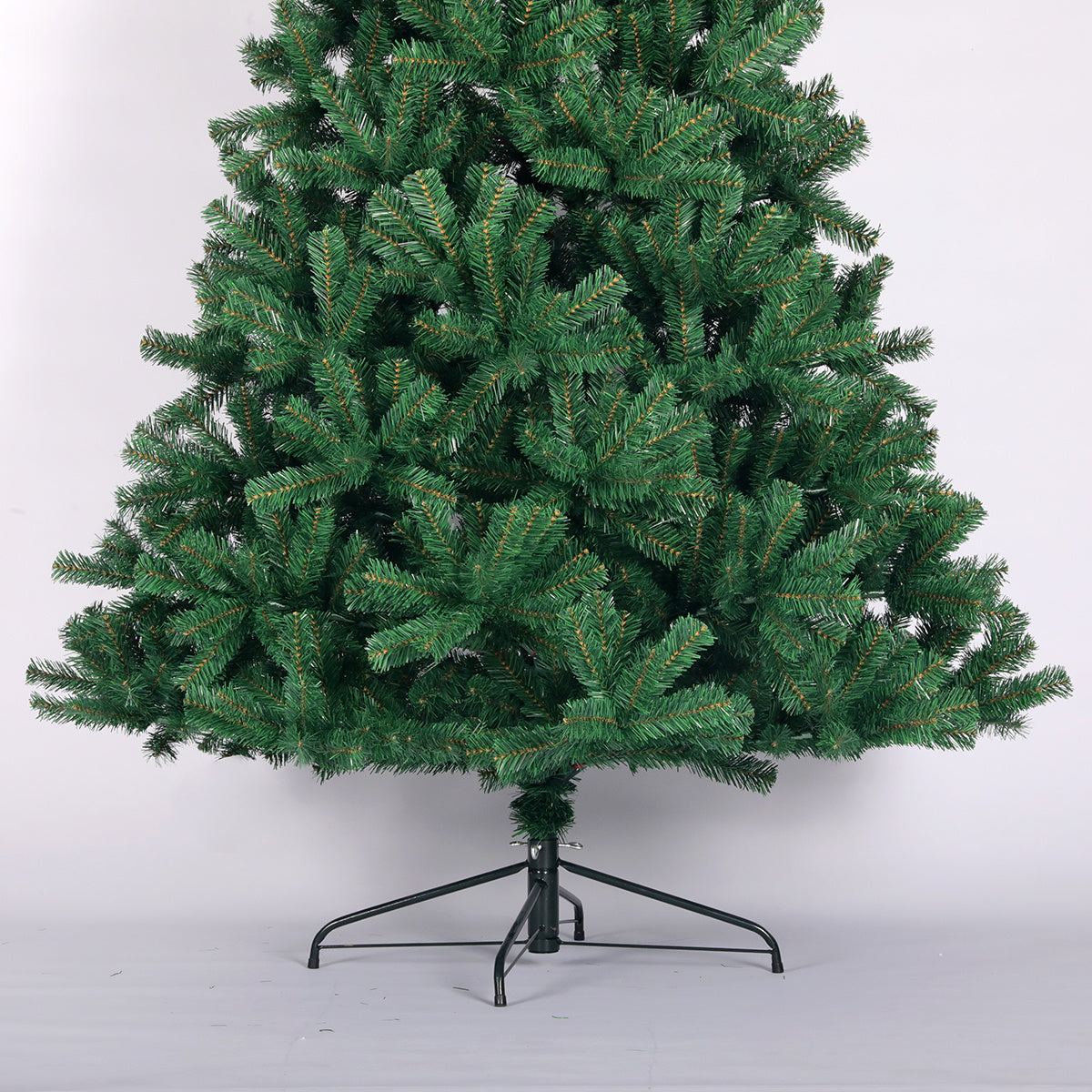 Artificial Christmas Tree All Natural Spruce PVC Fir Tree 7.5 Foot Collapsible Metal Stand Unlit Green