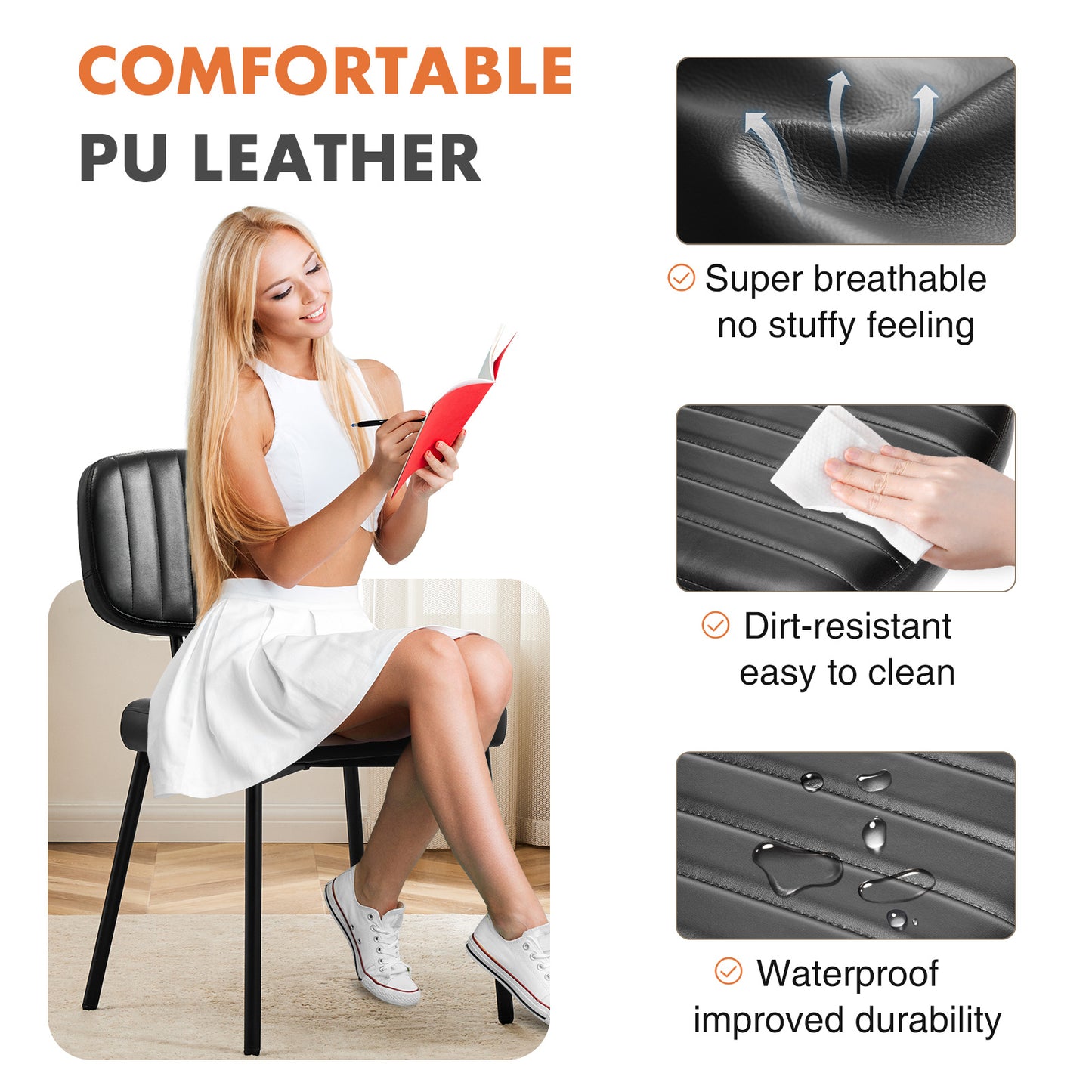 Dining Room Decorative Chair With Artificial Leather Cushion