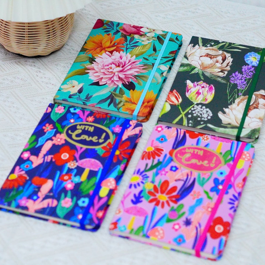 Colorful A4 Notebook With Sub Coil Hardcover Style And Sewing Binding Featuring A Strap For Easy Carry