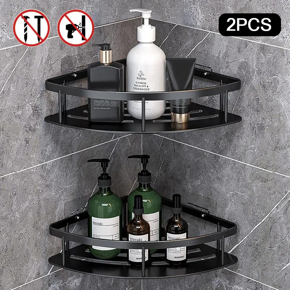 2Pcs Corner Shower Caddy Bathroom Storage Shelf Rack Basket Organiser Tidy Tray