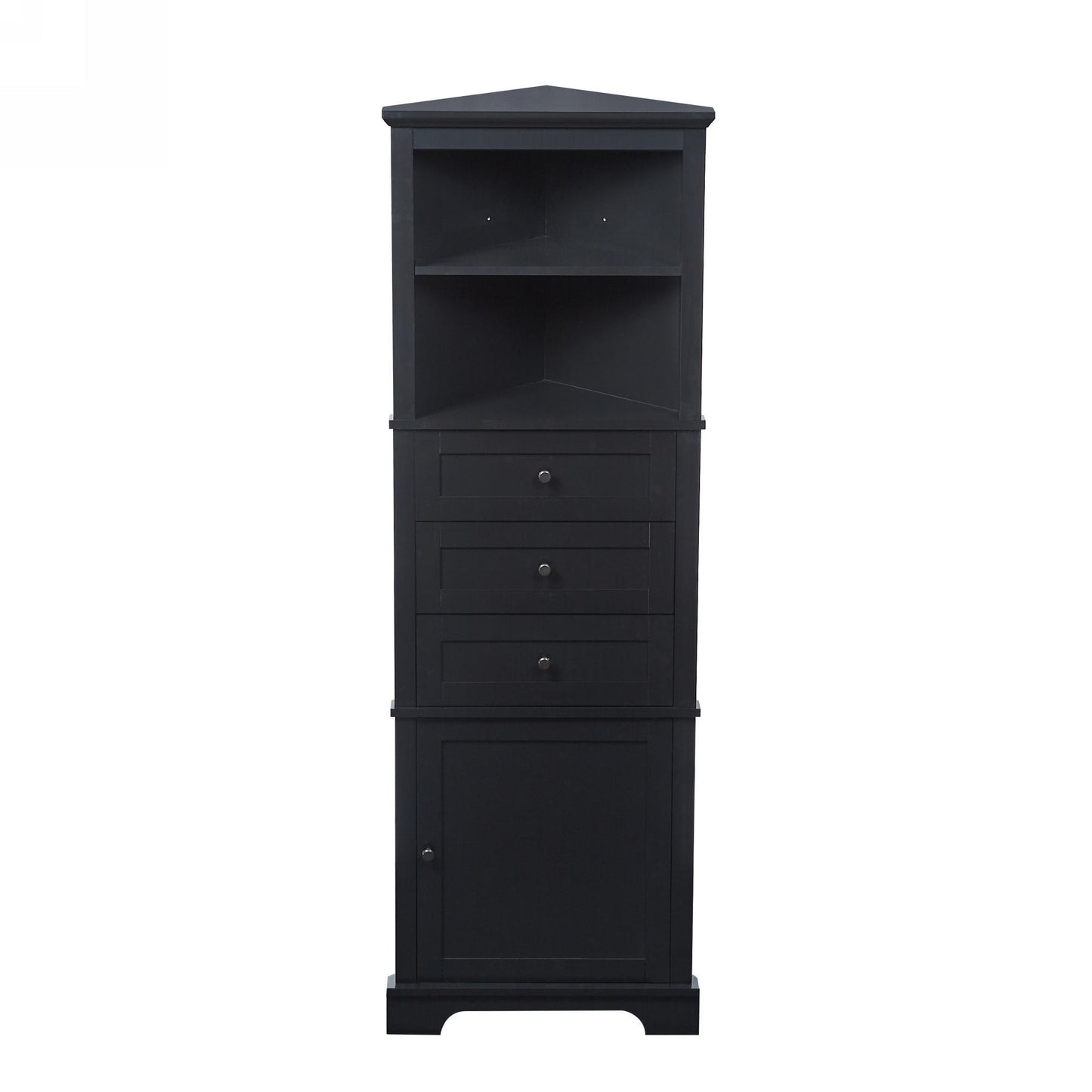 Black Triangular High Cabinet With 3 Drawers And Adjustable Shelves, Suitable For Bathroom, Kitchen Or Living Room, Prohibited Platform Temu
