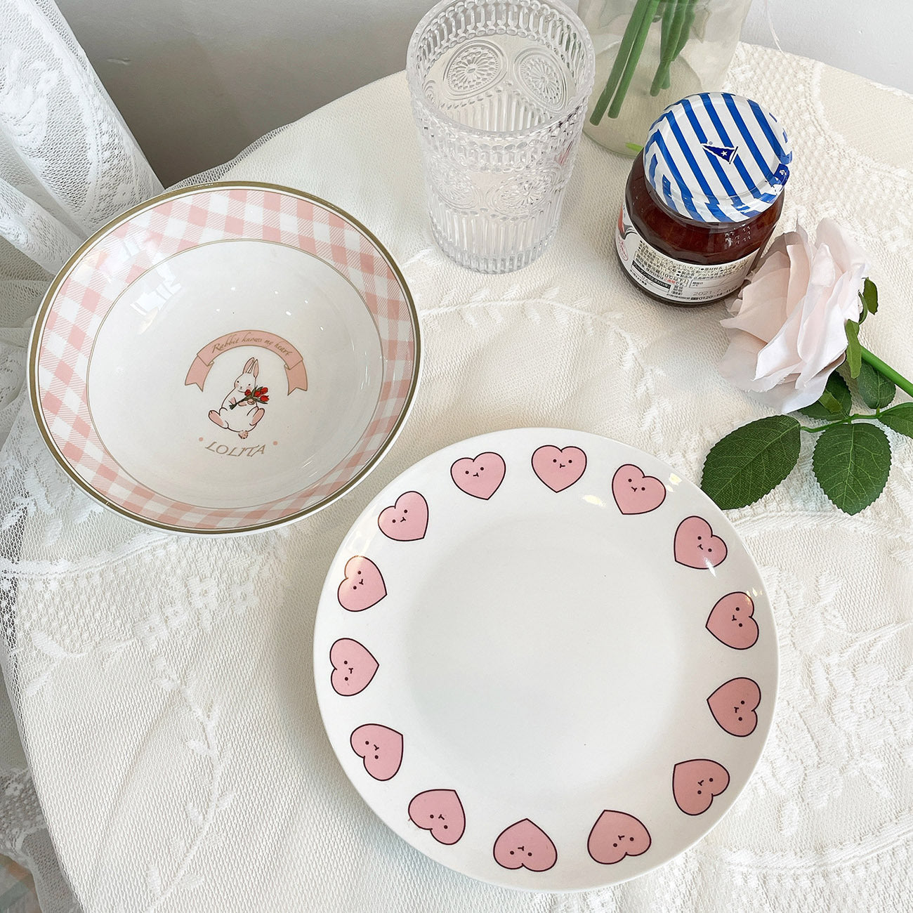 Cute Girl With Breakfast Ceramic Plate Dessert