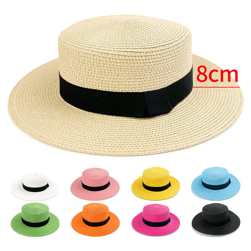 21 Color Square Buckle Dome Panama Lafite Flat Straw Hat