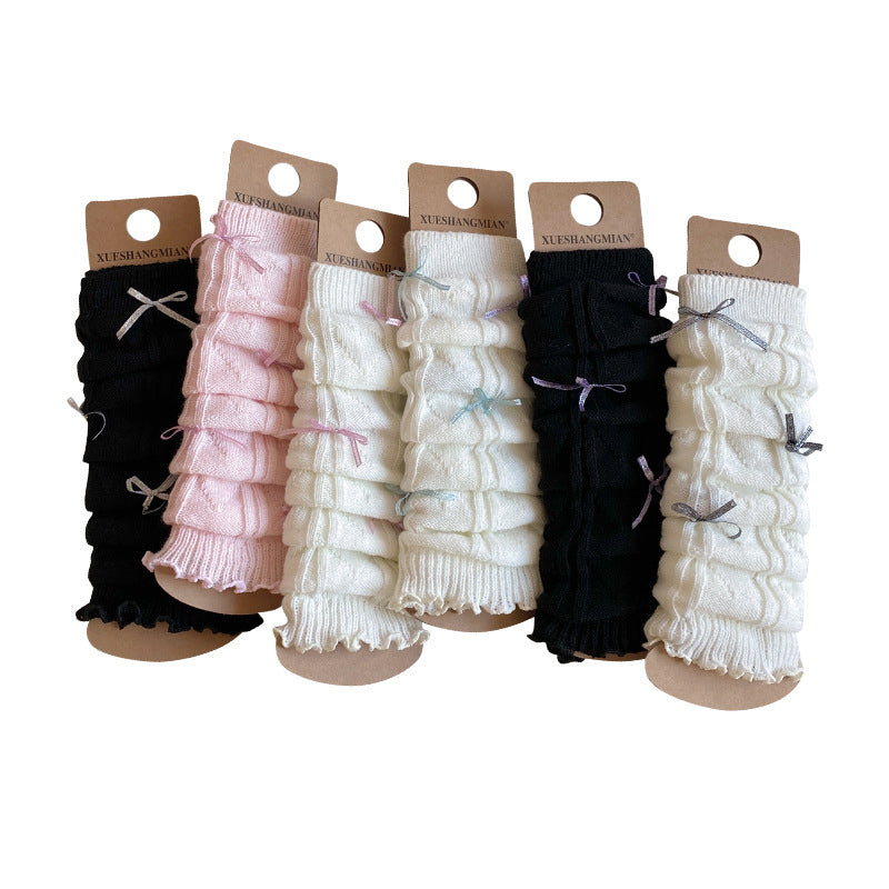 Children's Foot Sock Female Autumn And Winter Bow Pile Style Leg Warmer