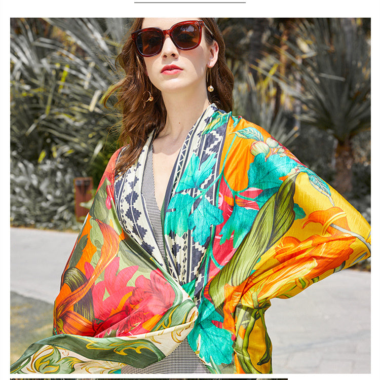 Silk Scarf Fang'sai Shawl Dual Use