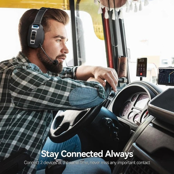 Trucker Bluetooth 5.2 Wireless Headset With Noise Cancelling Mic For Phones PC