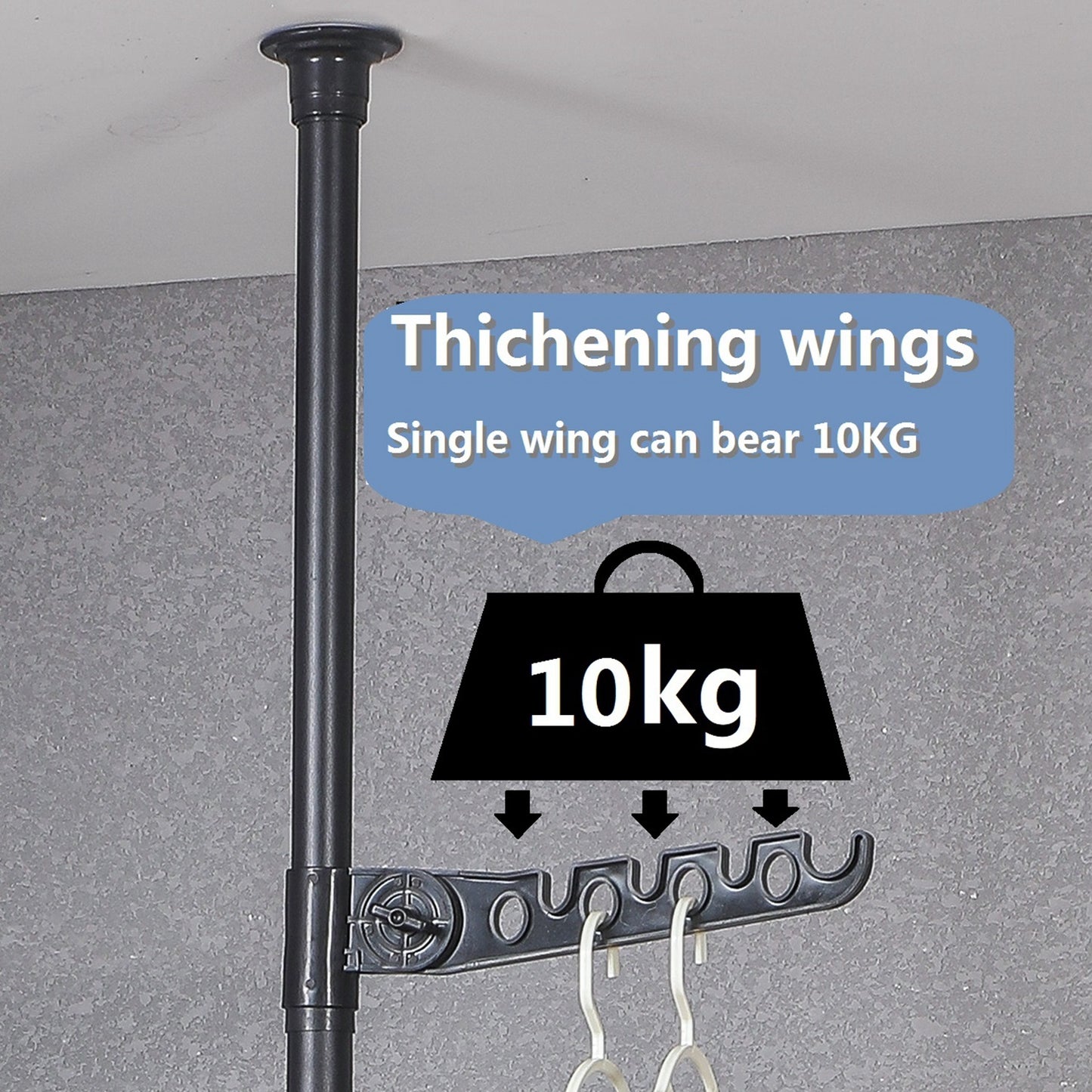 Extra Long Clothes Hanger With The Top Relying On The Ceiling And Nuclear Floor