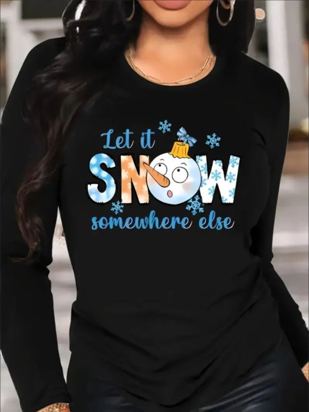 Women's Print Long-sleeved Hoodless Sweatshirt