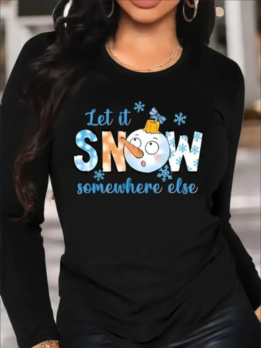 Women's Print Long-sleeved Hoodless Sweatshirt