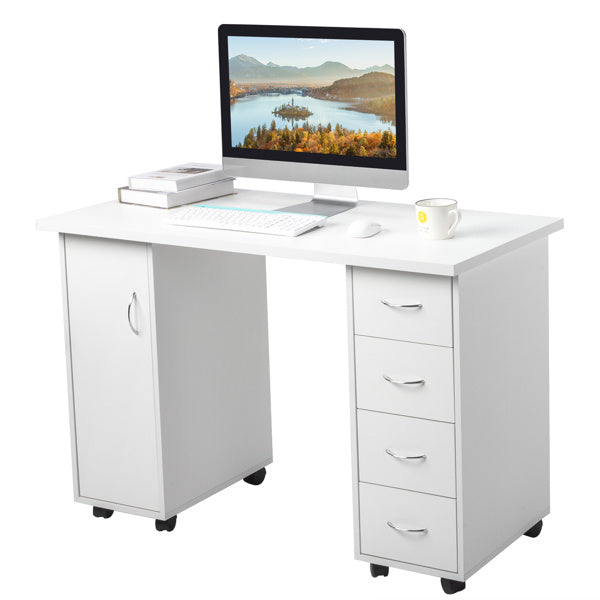 White 120X54X81cm One Door Four Drawers Computer Desk Nail Art Table 1PC