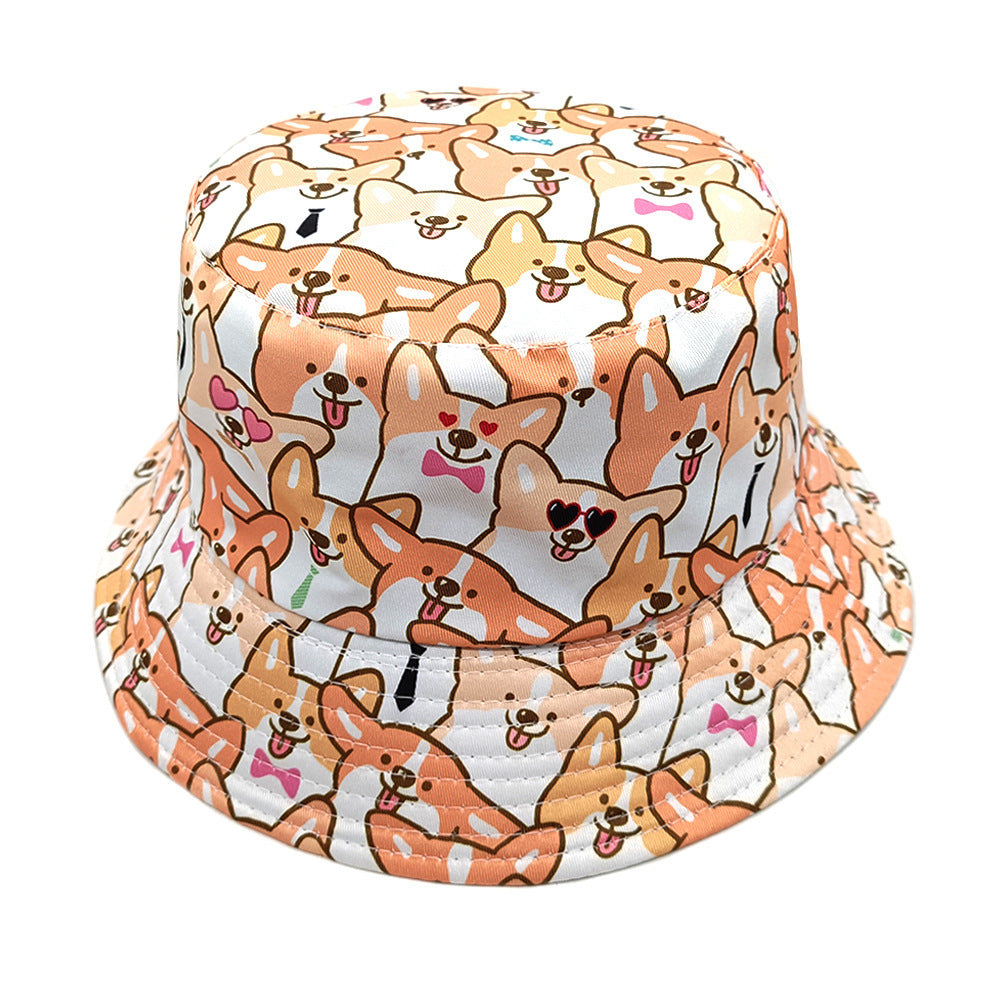 Puppy Pattern Bucket Hat Cartoon Double-sided Wearing Sunshade