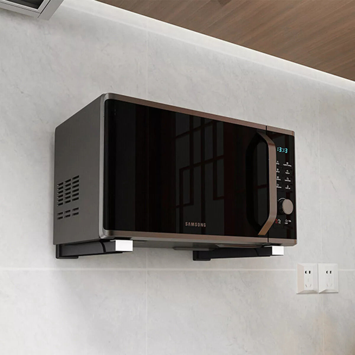 2X Microwave Oven Wall Mount Hanging Brackets Kitchen Rack Adjustable Stretch