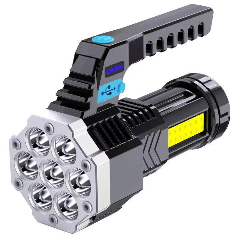 7 LED Flashlight COB Torch Rechargeable Side Light USB Charging 4 Modes Waterproof Work Light
