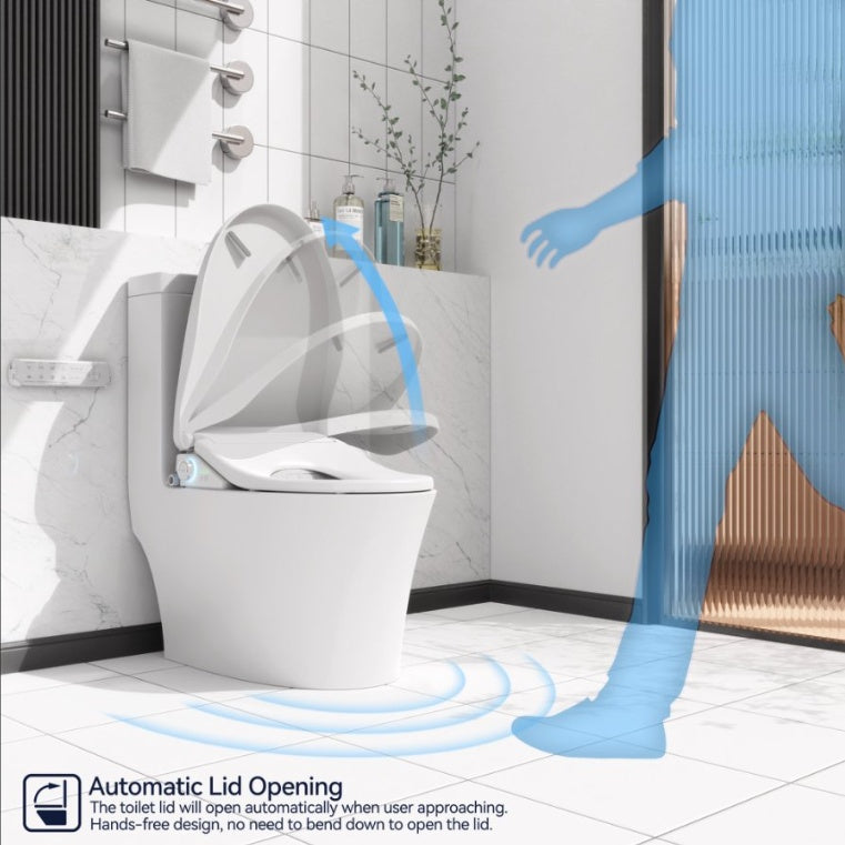 Smart Bidet Toilet Seat With Sensor Open Lid Side Knob Adjustable Heated Seat With Water Temperature And Pressure Adjustment Portable Bidet With Automatic Nozzle Cleaning And