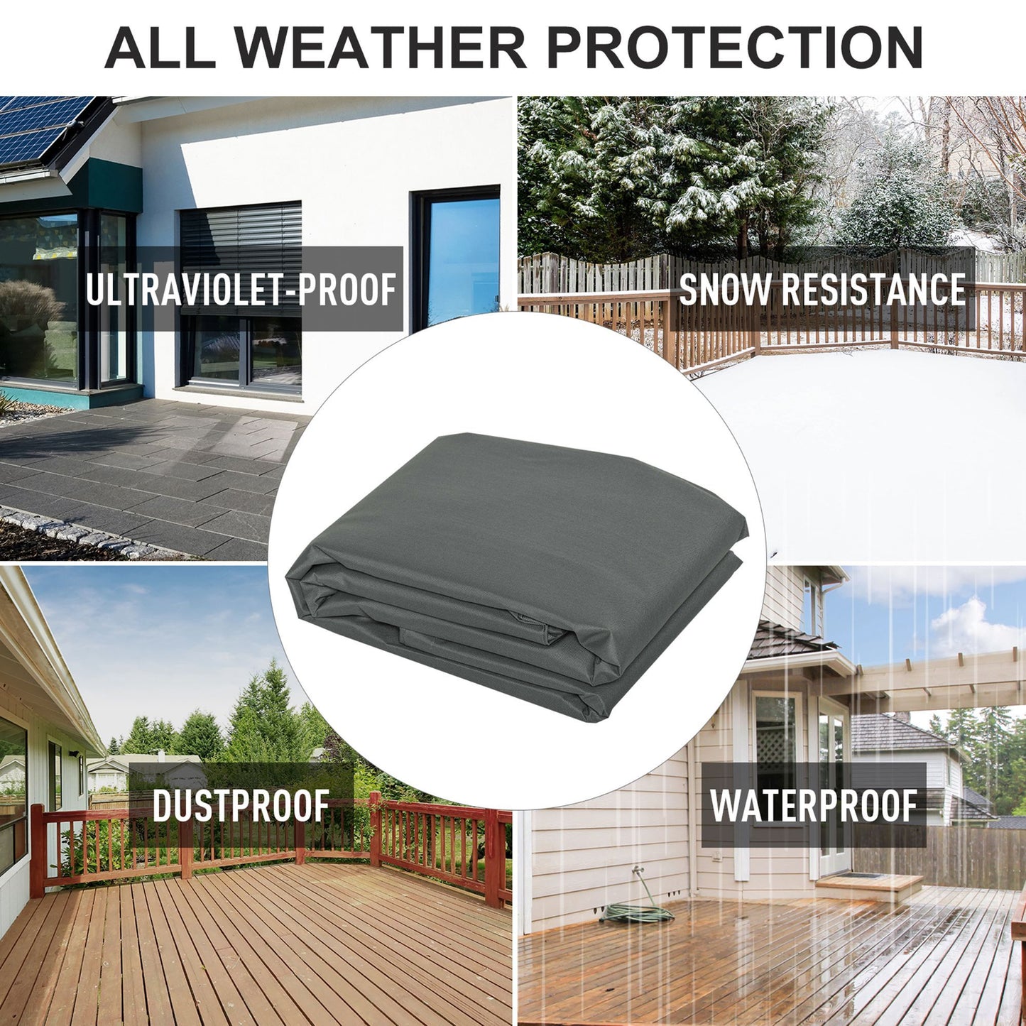 All Weather Garden Patio Swing Chair Cover Waterproof Protector Anti-UV And PVC Coating Fade Resistant Oxford Fabric 6.7ft X 4.1ft X 5.4ft