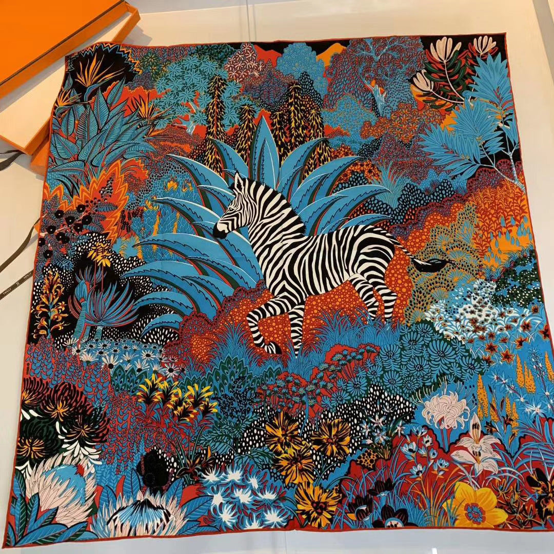 Handmade Hemming Twill Silk Printed Shawl