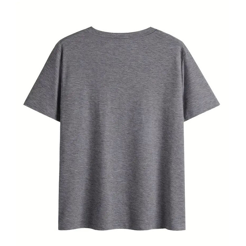 Women's V-Neck Short Sleeve T-Shirt With Letter & Football Print, Casual Summer Tee