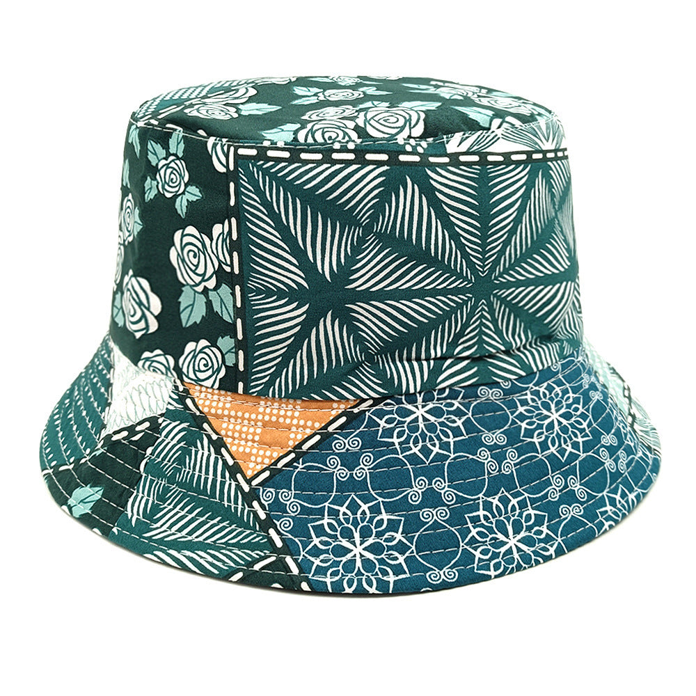 Geometric Bucket Hat Color Matching Printing Double-sided Wear Bucket Hat