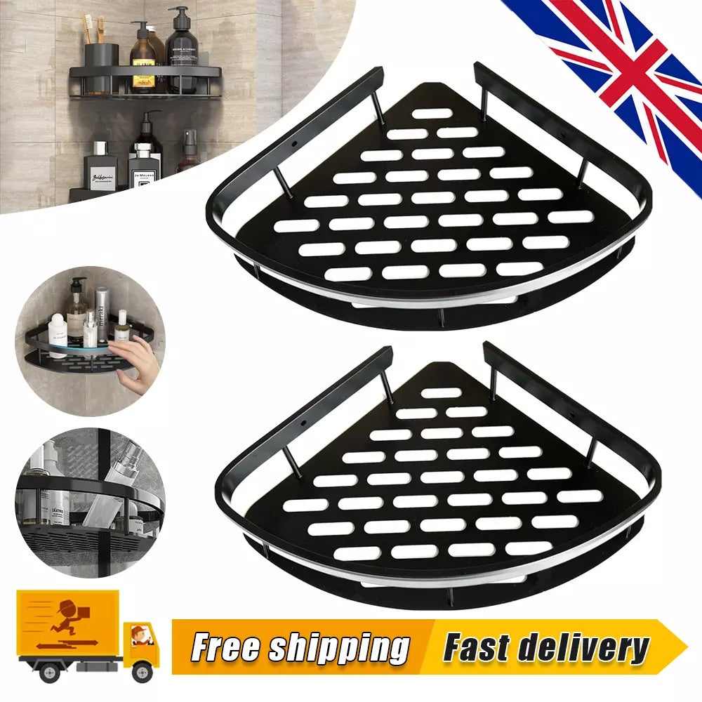 2Pcs Corner Shower Caddy Bathroom Storage Shelf Rack Basket Organiser Tidy Tray