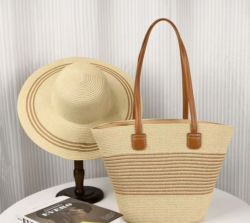 Seaside Vacation Sun Protection Straw Hat Bag Set