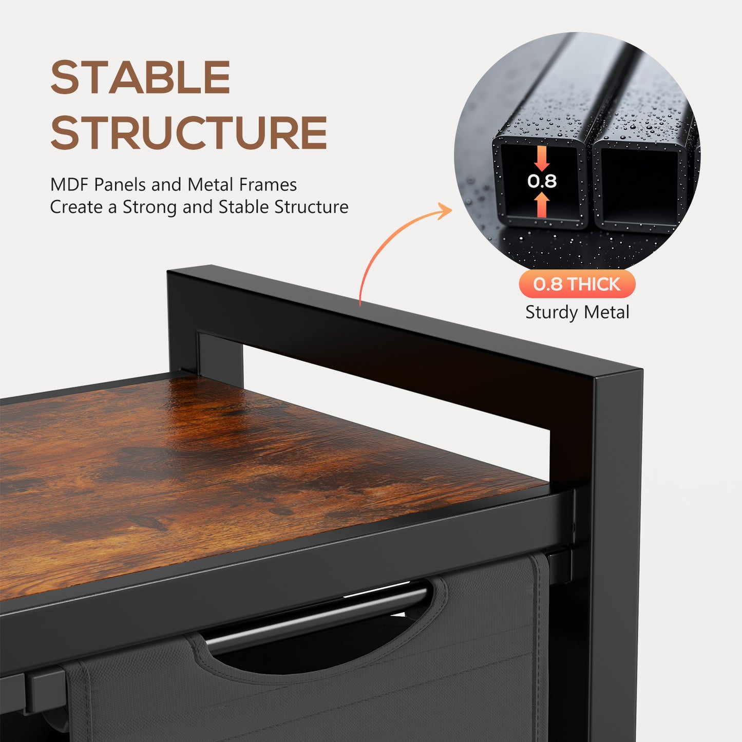 Laundry Hamper With 3 Pull-Out Removable Laundry Bags Clothing Sorter With Shelf And Wheels Adjustable Feet, 3 X 8.6 Gallons