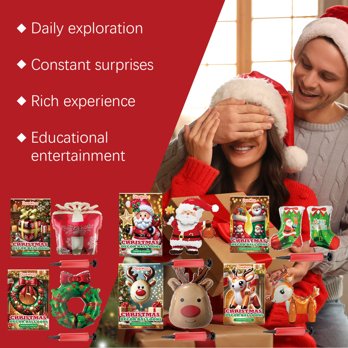 Dowmoo Christmas Balloon Balloon Standing Santa Claus Reindeer Christmas Tree Event Atmosphere Decoration