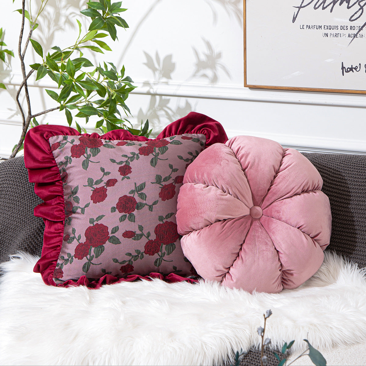 Living Room Vintage Ruffled Sofa Cushion