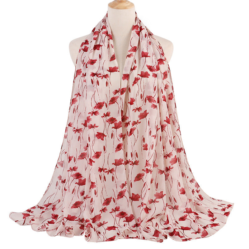 Breathable Chiffon Small Floral Long Towel